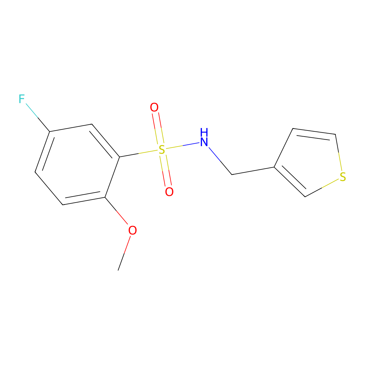 5-fluoro-2-methoxy-N-(thiophen-3-ylmethyl)benzenesulfonamide molecular structure, CAS 1209670-67-6