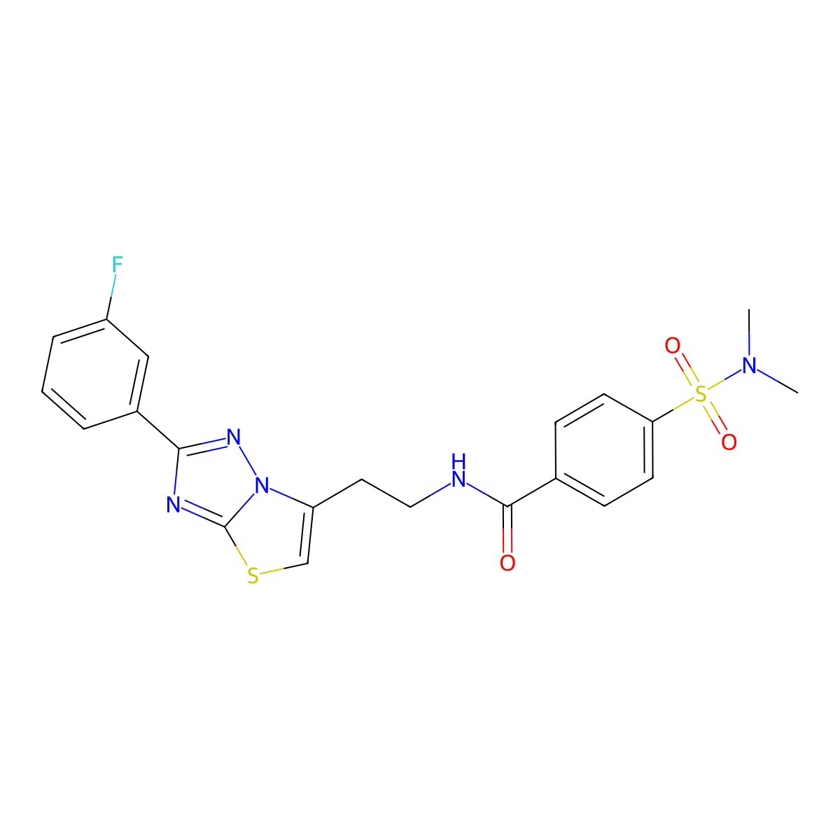 4-(N,N-dimethylsulfamoyl)-N-(2-(2-(3-fluorophenyl)thiazolo[3,2-b][1,2,4]triazol-6-yl)ethyl)benzamide molecular structure, CAS 1209671-75-9