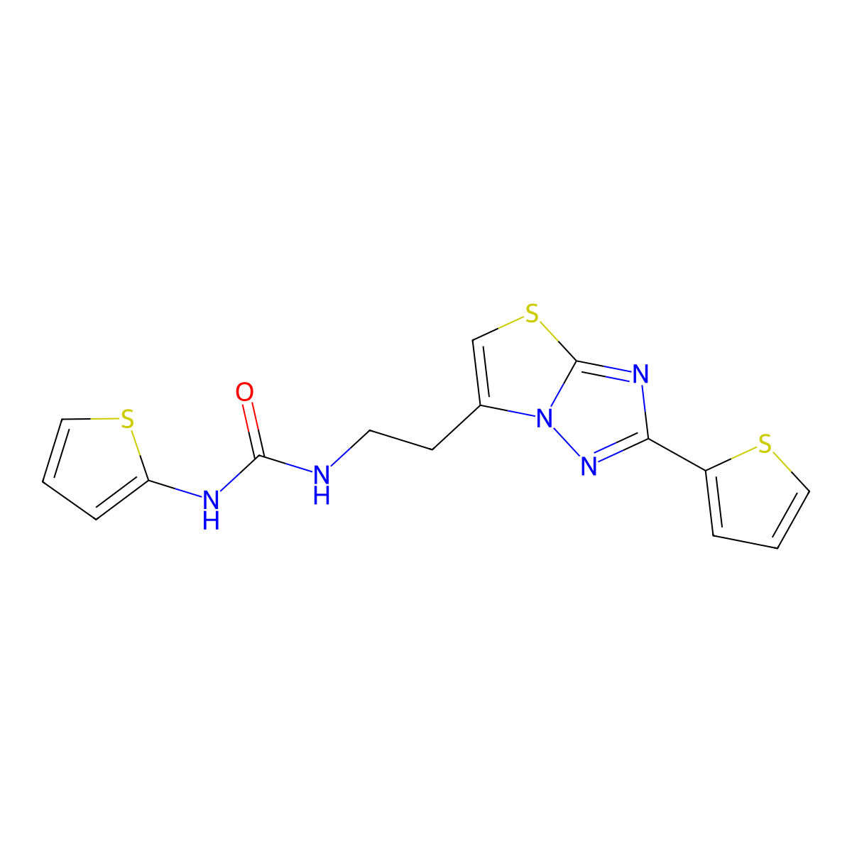 1-(Thiophen-2-yl)-3-(2-(2-(thiophen-2-yl)thiazolo[3,2-b][1,2,4]triazol-6-yl)ethyl)urea molecular structure, CAS 1209677-54-2