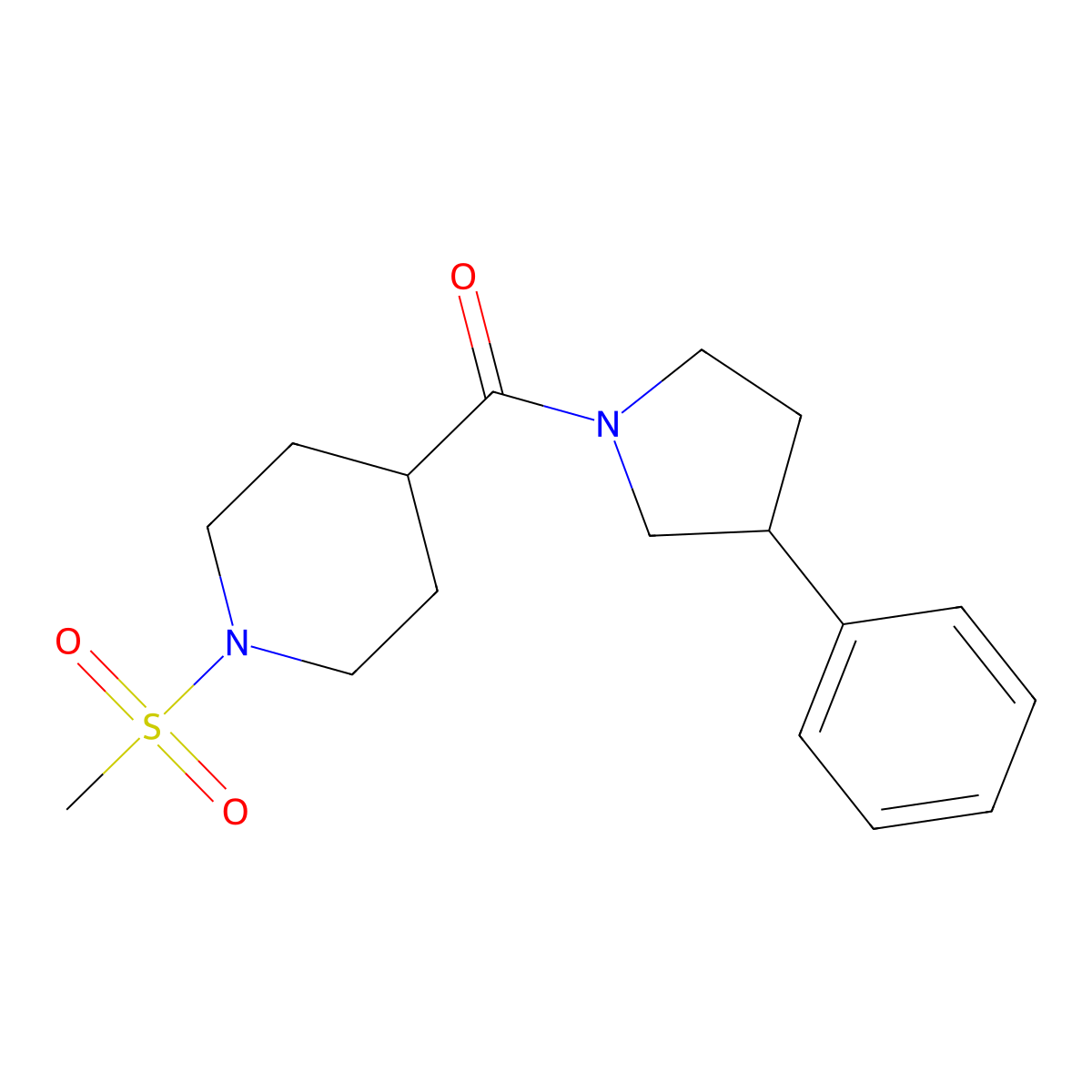 (1-(Methylsulfonyl)piperidin-4-yl)(3-phenylpyrrolidin-1-yl)methanone molecular structure, CAS 1209680-07-8