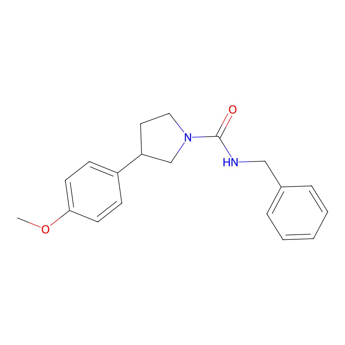 N-benzyl-3-(4-methoxyphenyl)pyrrolidine-1-carboxamide molecular structure, CAS 1209684-53-6