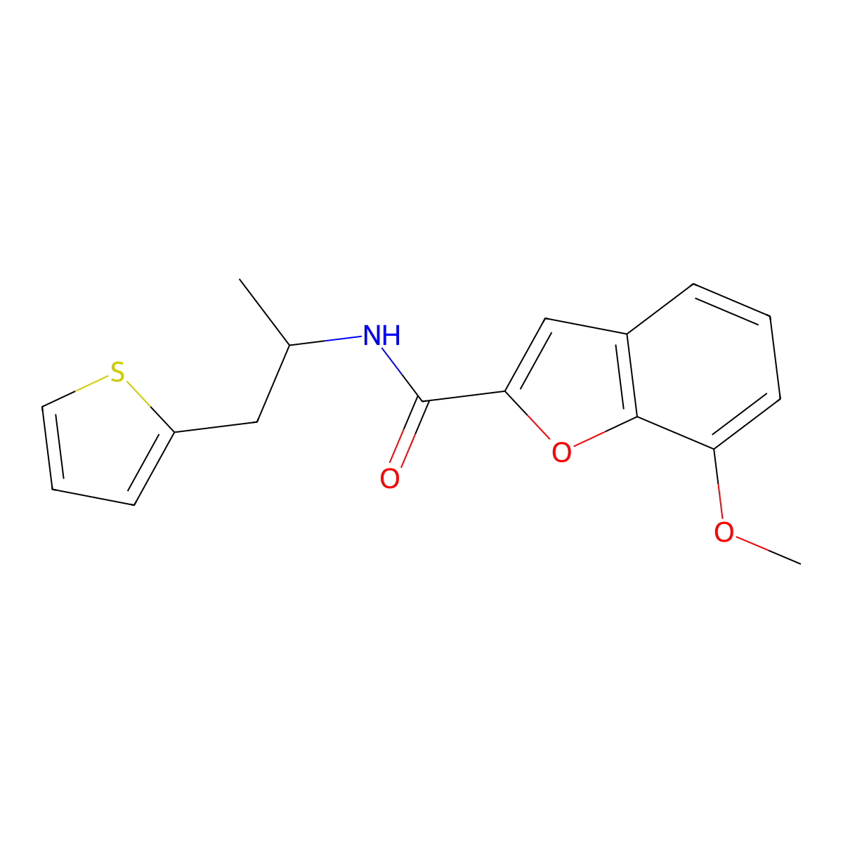 7-methoxy-N-(1-(thiophen-2-yl)propan-2-yl)benzofuran-2-carboxamide molecular structure, CAS 1209684-77-4