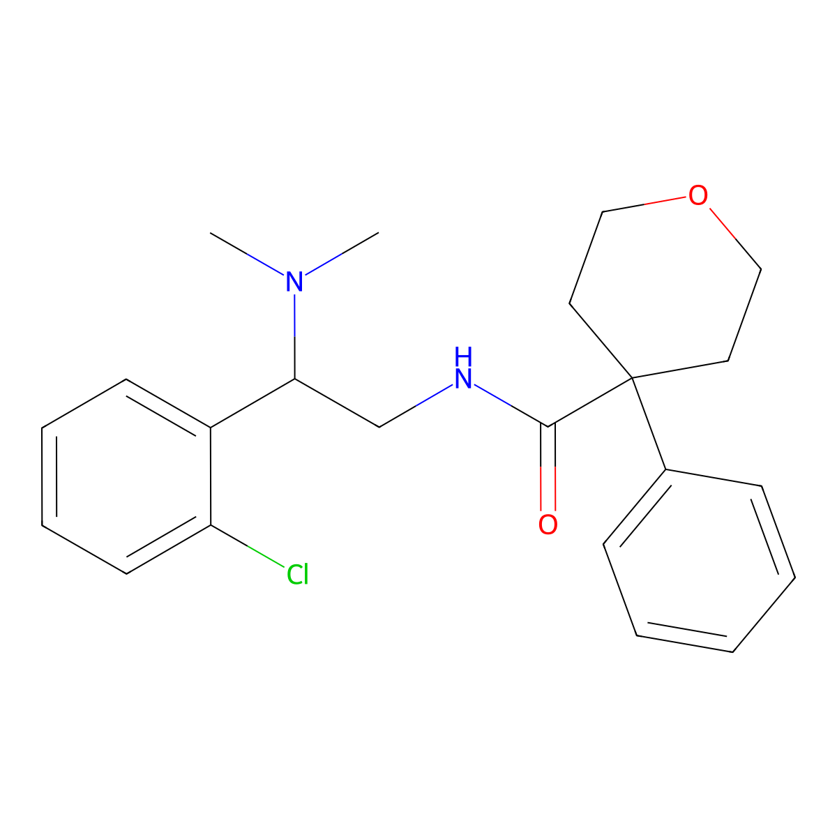 N-[2-(2-chlorophenyl)-2-(dimethylamino)ethyl]-4-phenyloxane-4-carboxamide molecular structure, CAS 1209687-97-7