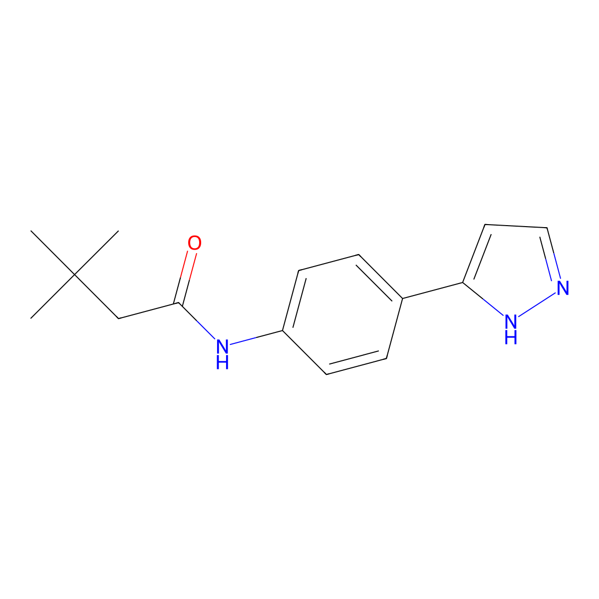 3,3-dimethyl-N-[4-(1H-pyrazol-3-yl)phenyl]butanamide molecular structure, CAS 1209688-42-5