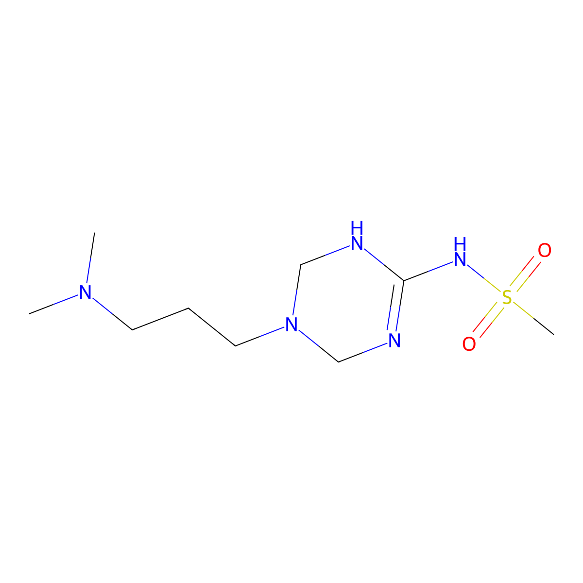 N-(5-(3-(dimethylamino)propyl)-1,4,5,6-tetrahydro-1,3,5-triazin-2-yl)methanesulfonamide molecular structure, CAS 1209692-40-9
