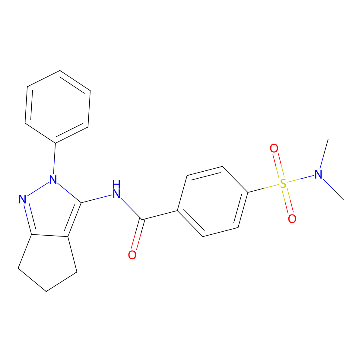 4-(N,N-dimethylsulfamoyl)-N-(2-phenyl-2,4,5,6-tetrahydrocyclopenta[c]pyrazol-3-yl)benzamide molecular structure, CAS 1209694-77-8