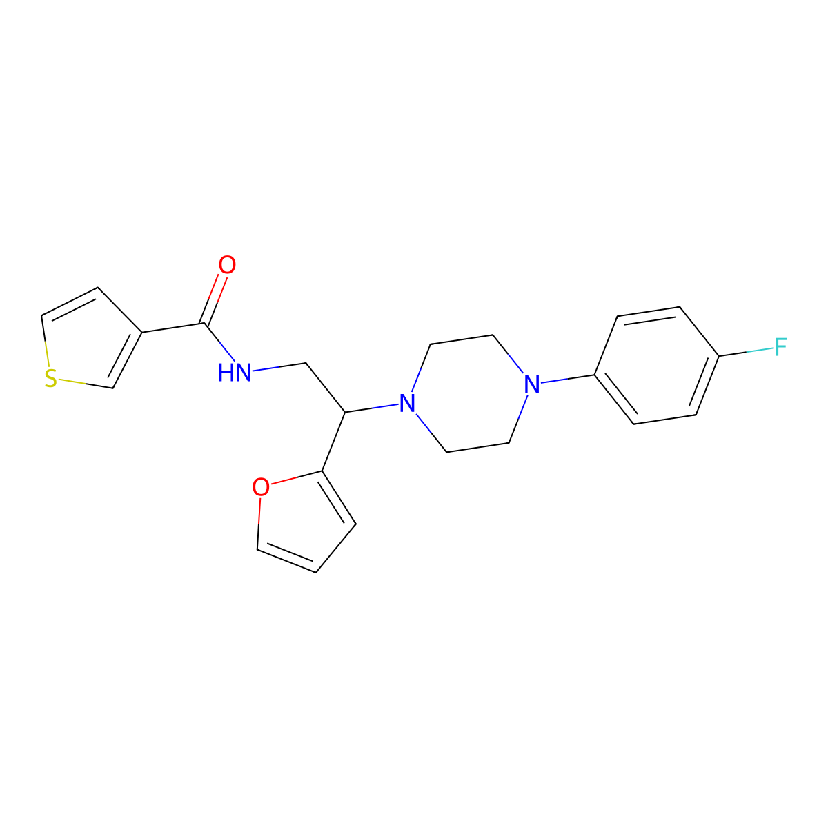 N-(2-(4-(4-fluorophenyl)piperazin-1-yl)-2-(furan-2-yl)ethyl)thiophene-3-carboxamide molecular structure, CAS 1209703-15-0