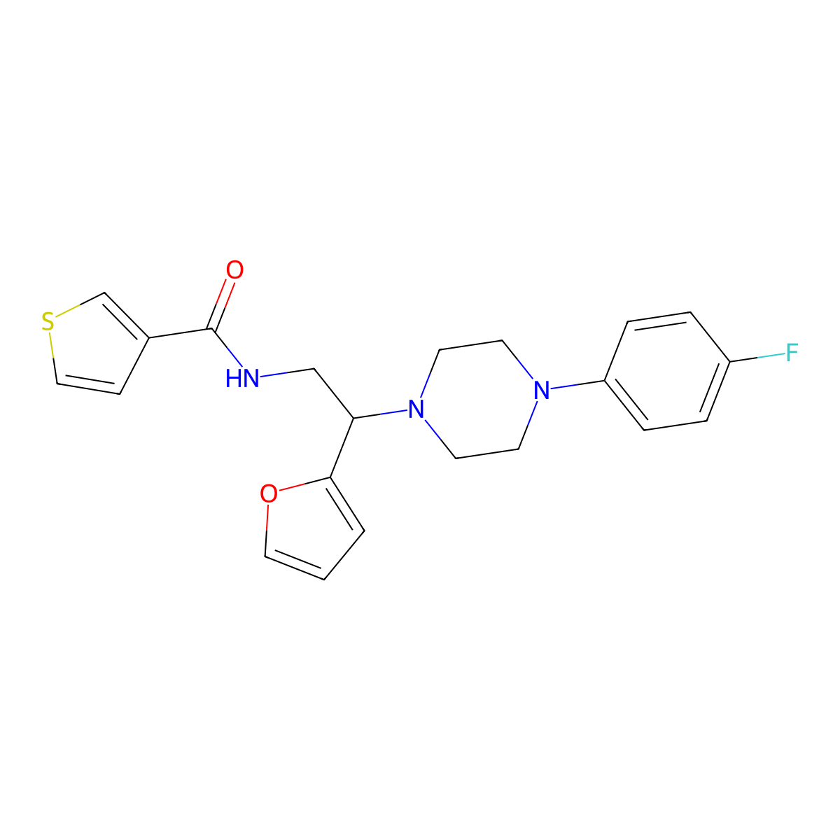 N-(2-(4-(4-fluorophenyl)piperazin-1-yl)-2-(furan-2-yl)ethyl)thiophene-3-carboxamide molecular structure, CAS 1209703-15-0