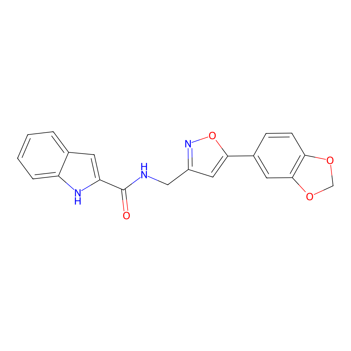 N-((5-(benzo[d][1,3]dioxol-5-yl)isoxazol-3-yl)methyl)-1H-indole-2-carboxamide molecular structure, CAS 1209710-39-3
