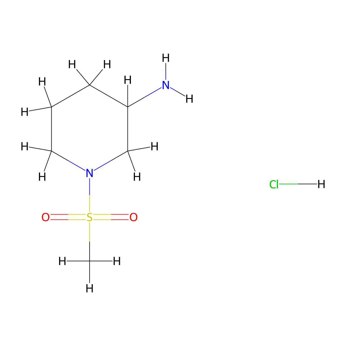 1-Methanesulfonylpiperidin-3-amine hydrochloride molecular structure, CAS 1209712-99-1
