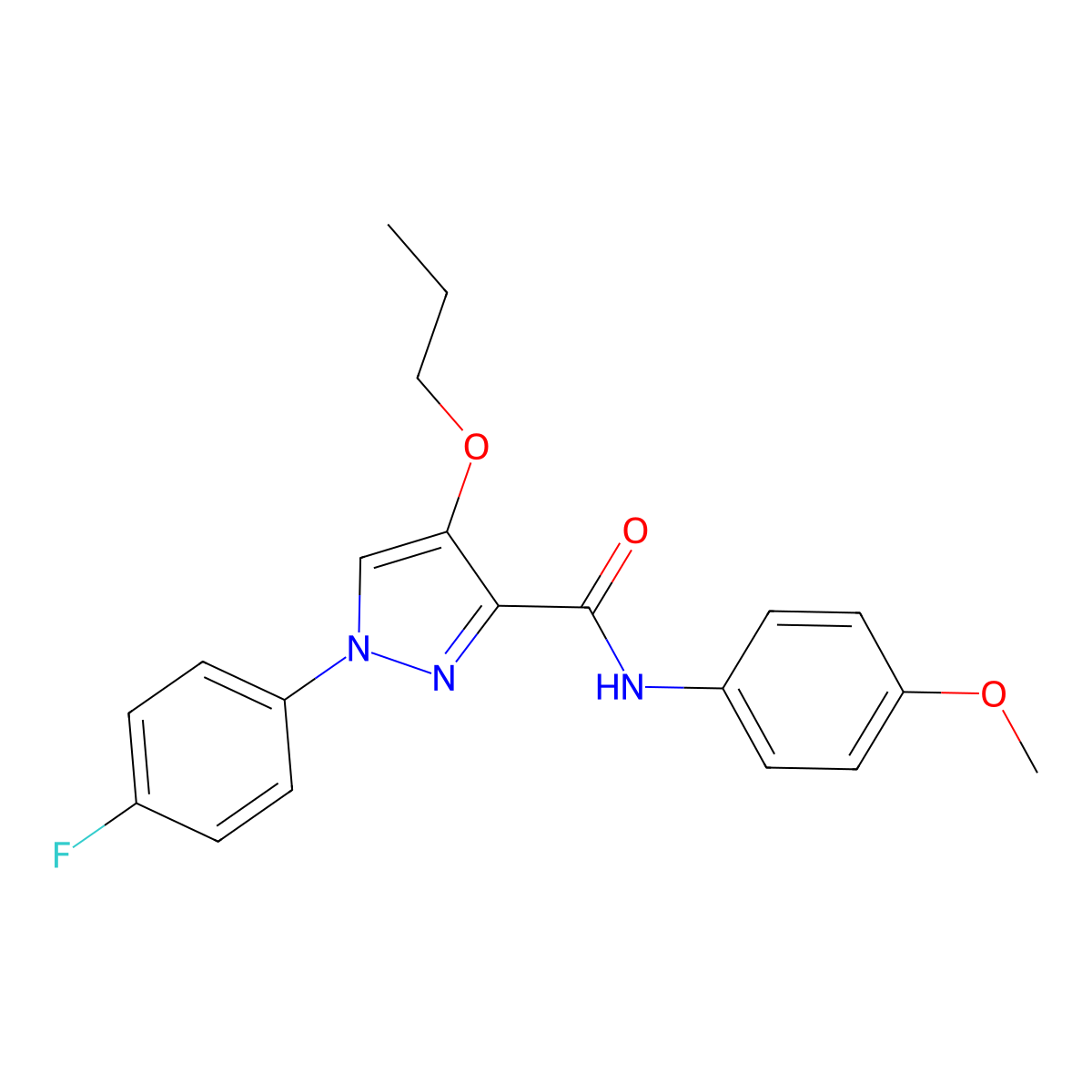 1-(4-fluorophenyl)-N-(4-methoxyphenyl)-4-propoxy-1H-pyrazole-3-carboxamide molecular structure, CAS 1209717-02-1