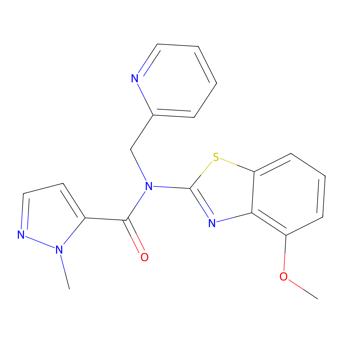 N-(4-methoxybenzo[d]thiazol-2-yl)-1-methyl-N-(pyridin-2-ylmethyl)-1H-pyrazole-5-carboxamide molecular structure, CAS 1209717-14-5