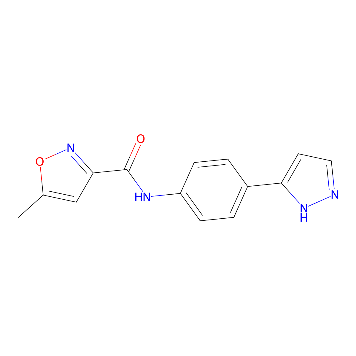 N-(4-(1H-pyrazol-3-yl)phenyl)-5-methylisoxazole-3-carboxamide molecular structure, CAS 1209719-23-2