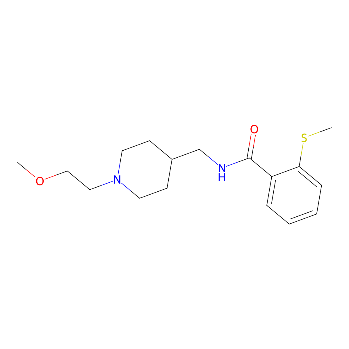 N-((1-(2-methoxyethyl)piperidin-4-yl)methyl)-2-(methylthio)benzamide molecular structure, CAS 1209721-55-0
