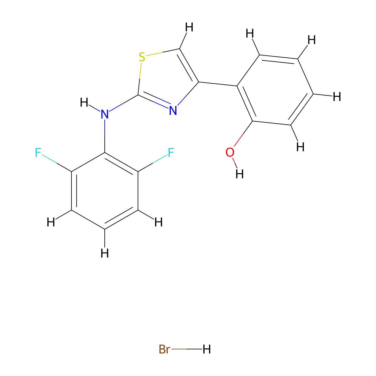 2-(2,6-Difluorophenyl)amino-4-(2-hydroxyphenyl)-1,3-thiazole hydrobromide molecular structure, CAS 1209726-22-6