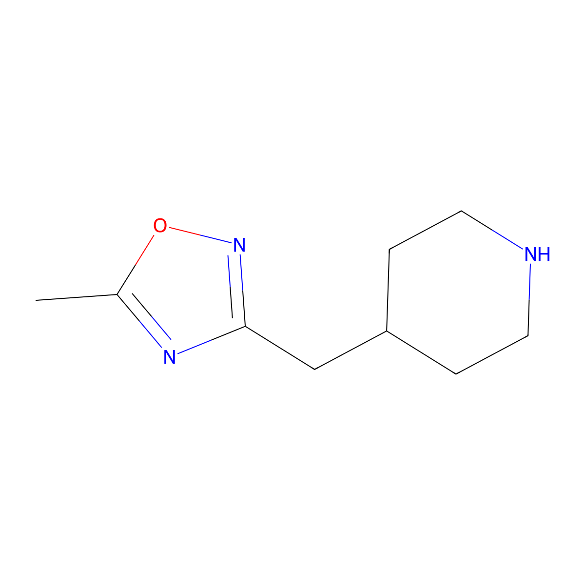 5-Methyl-3-(piperidin-4-ylmethyl)-1,2,4-oxadiazole molecular structure, CAS 1209727-93-4