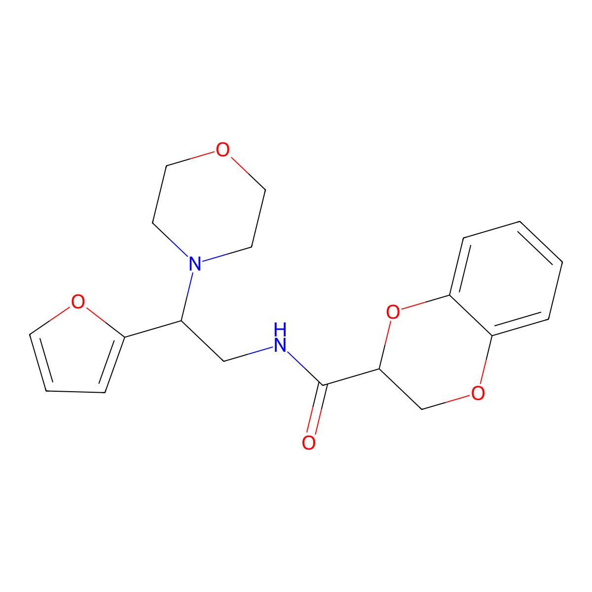 N-[2-(furan-2-yl)-2-(morpholin-4-yl)ethyl]-2,3-dihydro-1,4-benzodioxine-2-carboxamide molecular structure, CAS 1209733-14-1