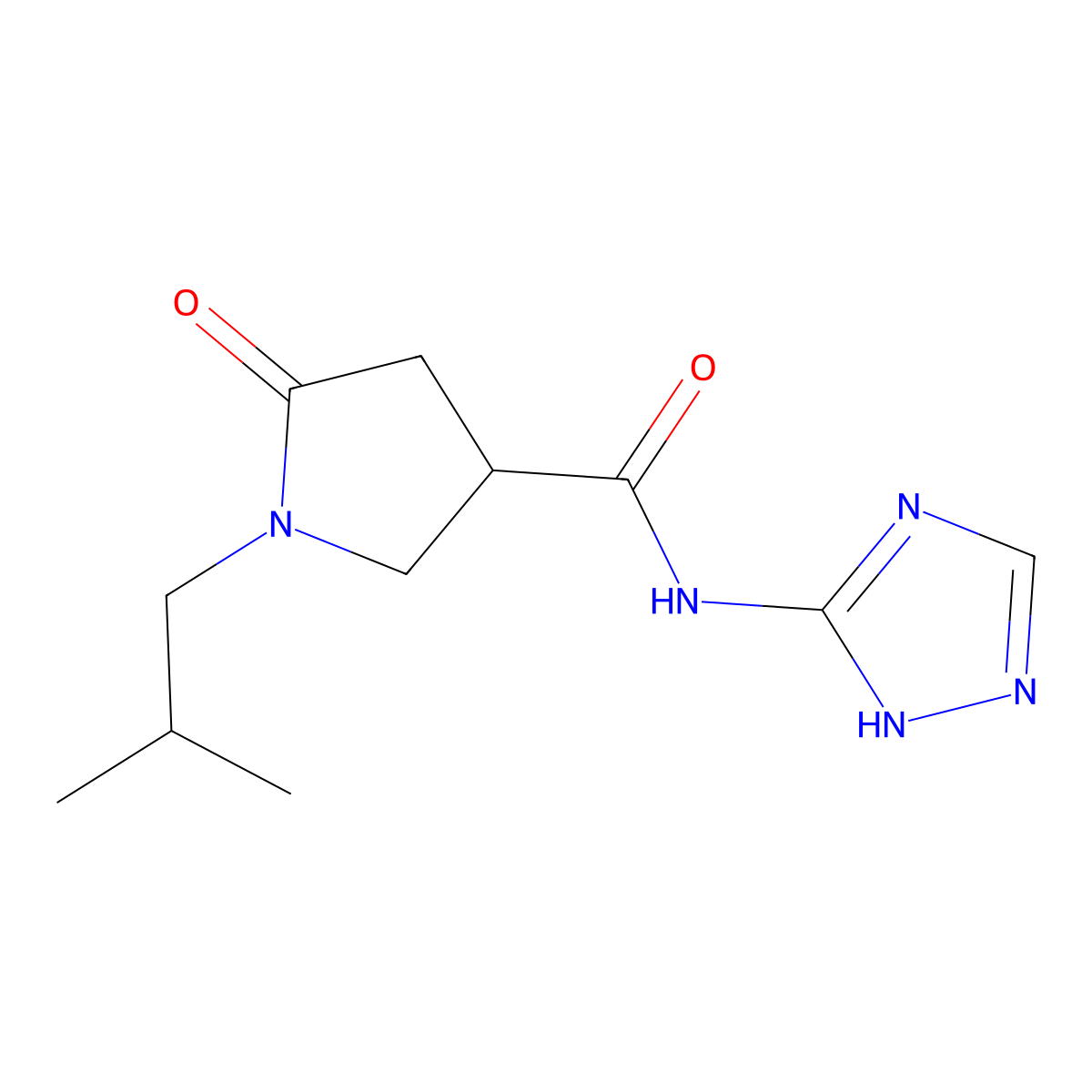 1-isobutyl-5-oxo-N-(1H-1,2,4-triazol-3-yl)pyrrolidine-3-carboxamide molecular structure, CAS 1209740-51-1