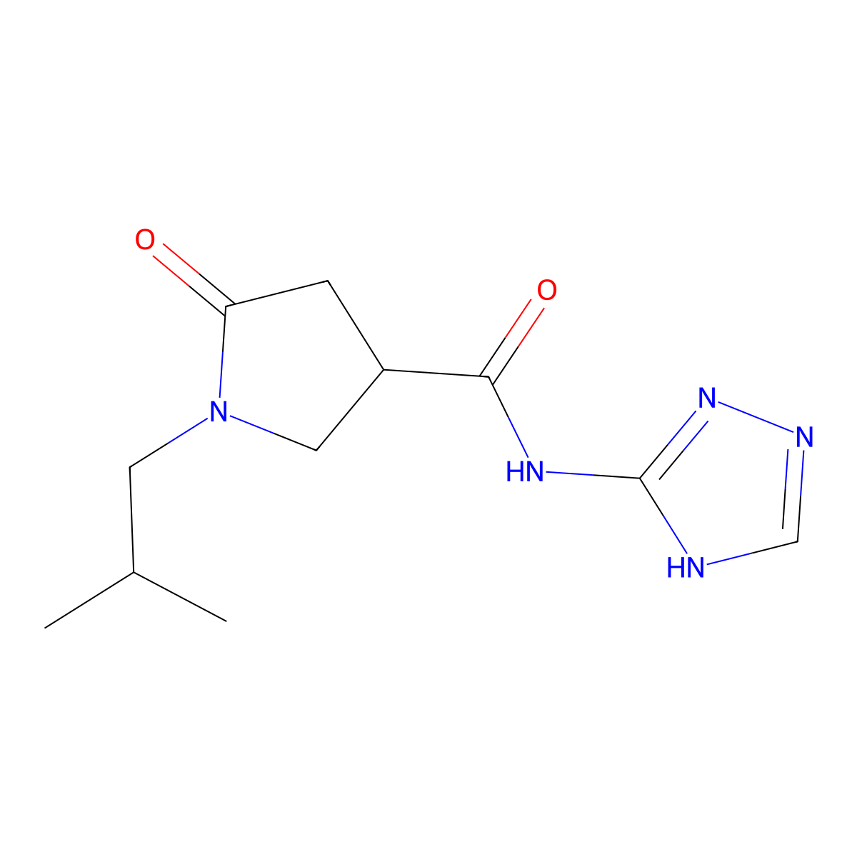 1-isobutyl-5-oxo-N-(1H-1,2,4-triazol-3-yl)pyrrolidine-3-carboxamide molecular structure, CAS 1209740-51-1