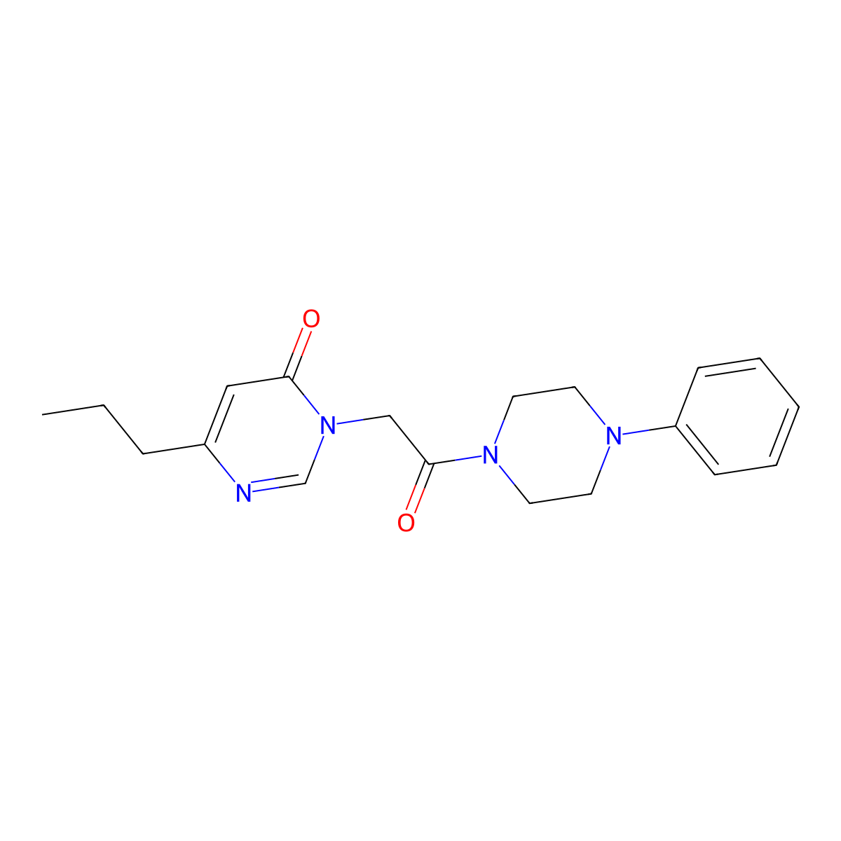 3-(2-oxo-2-(4-phenylpiperazin-1-yl)ethyl)-6-propylpyrimidin-4(3H)-one molecular structure, CAS 1209741-23-0