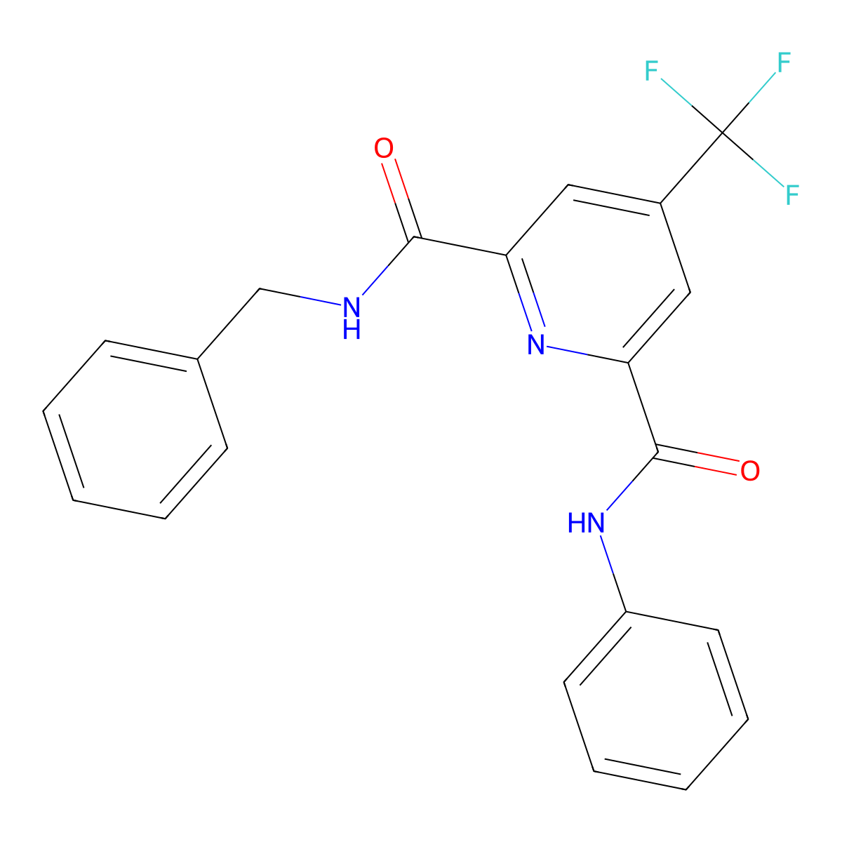 N~2~-benzyl-N~6~-phenyl-4-(trifluoromethyl)-2,6-pyridinedicarboxamide molecular structure, CAS 1209742-29-9