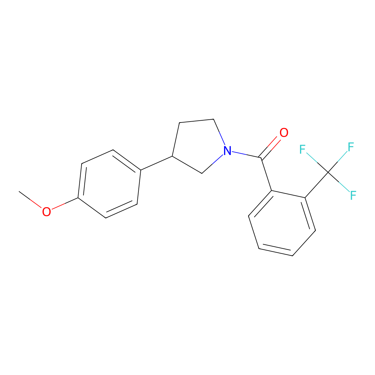 (3-(4-Methoxyphenyl)pyrrolidin-1-yl)(2-(trifluoromethyl)phenyl)methanone molecular structure, CAS 1209749-47-2