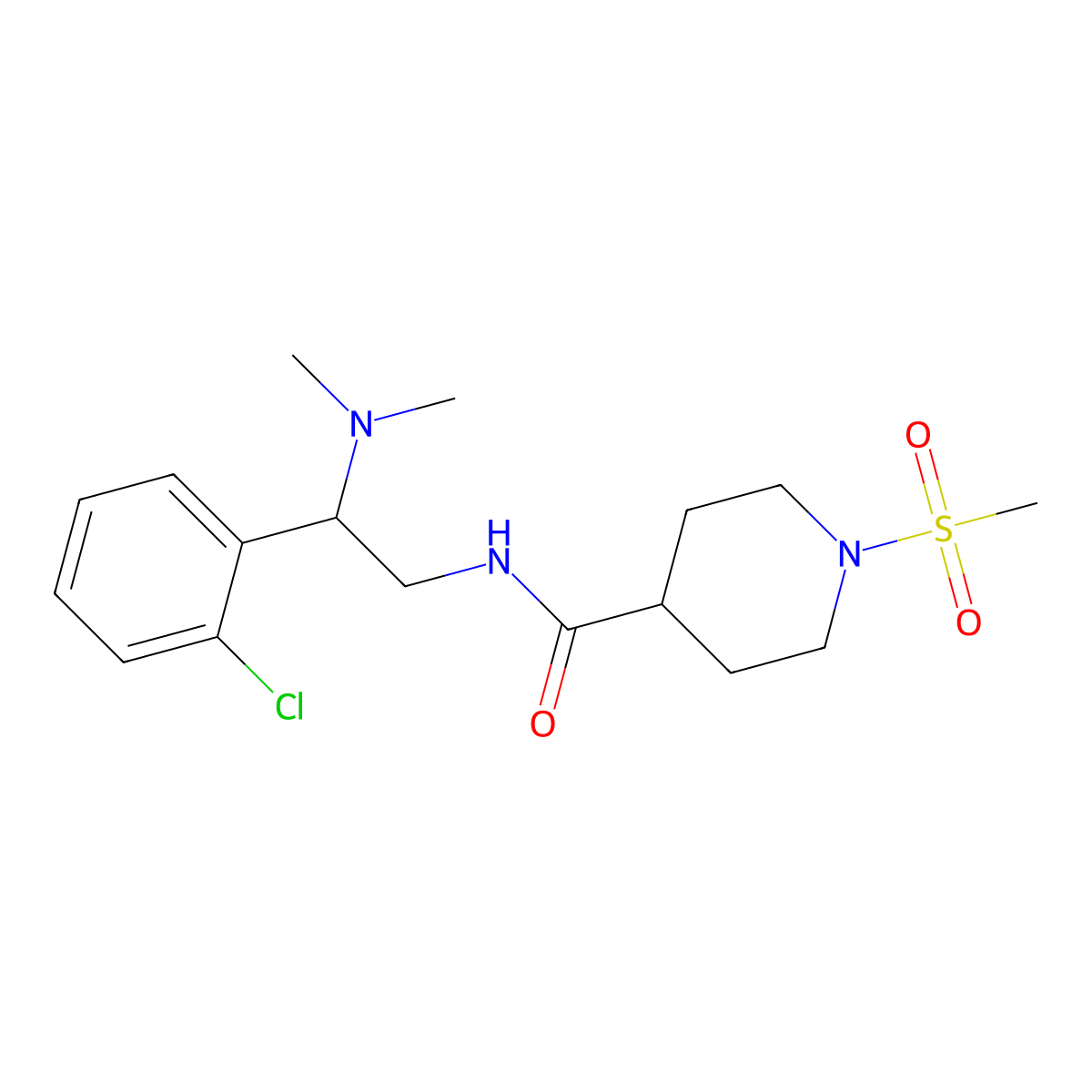 N-[2-(2-chlorophenyl)-2-(dimethylamino)ethyl]-1-methanesulfonylpiperidine-4-carboxamide molecular structure, CAS 1209749-52-9