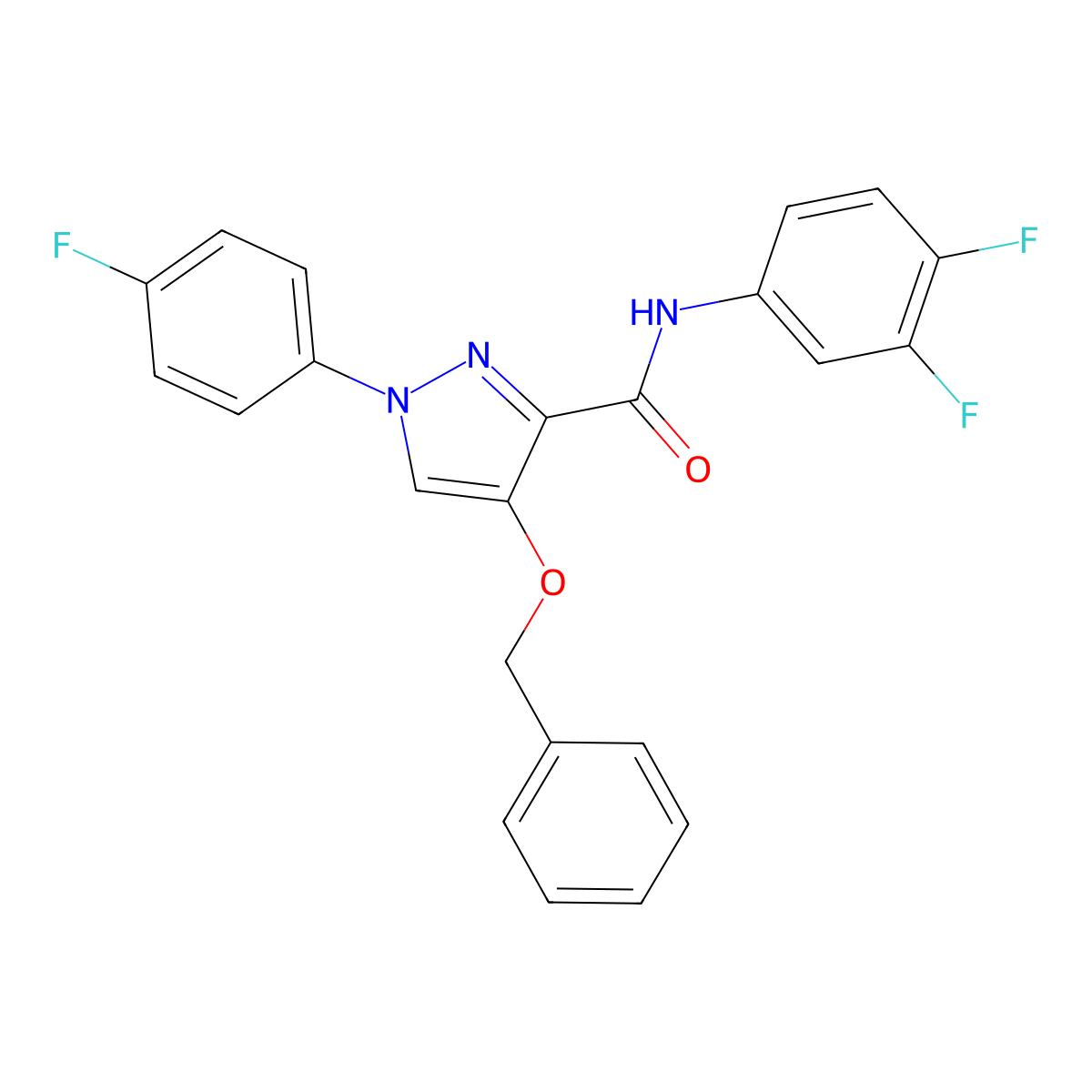 4-(benzyloxy)-N-(3,4-difluorophenyl)-1-(4-fluorophenyl)-1H-pyrazole-3-carboxamide molecular structure, CAS 1209750-42-4
