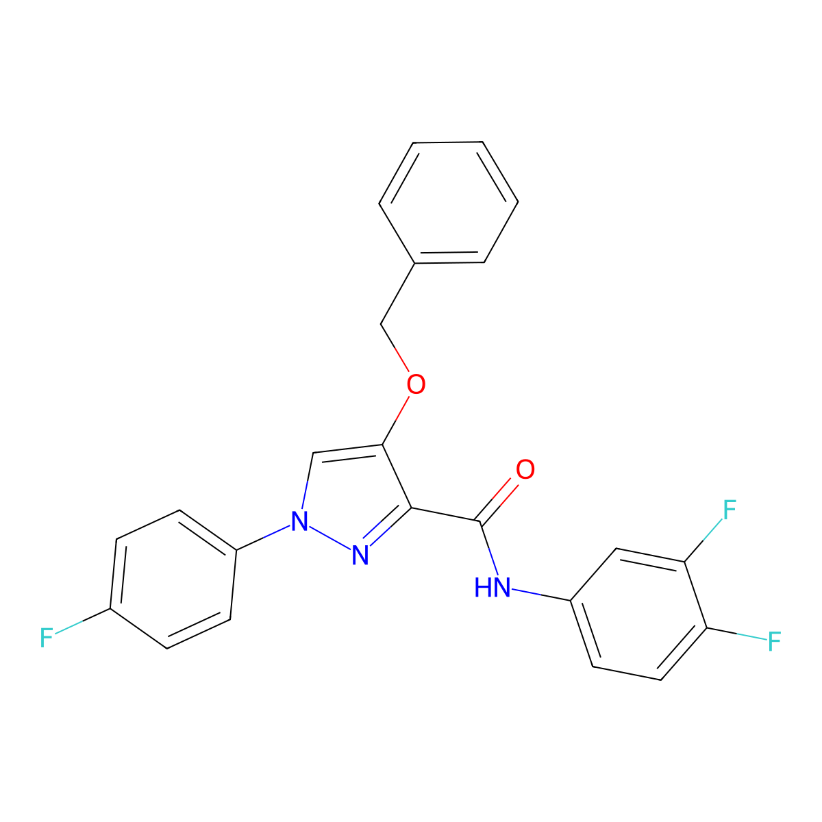 4-(benzyloxy)-N-(3,4-difluorophenyl)-1-(4-fluorophenyl)-1H-pyrazole-3-carboxamide molecular structure, CAS 1209750-42-4