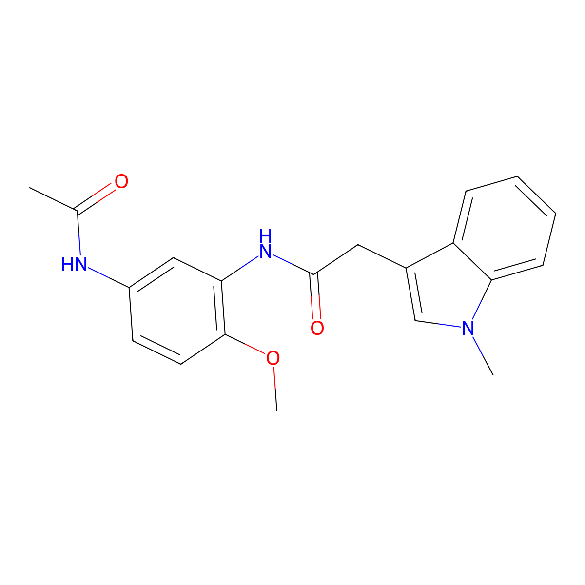 N-(5-acetamido-2-methoxyphenyl)-2-(1-methyl-1H-indol-3-yl)acetamide molecular structure, CAS 1209750-60-6