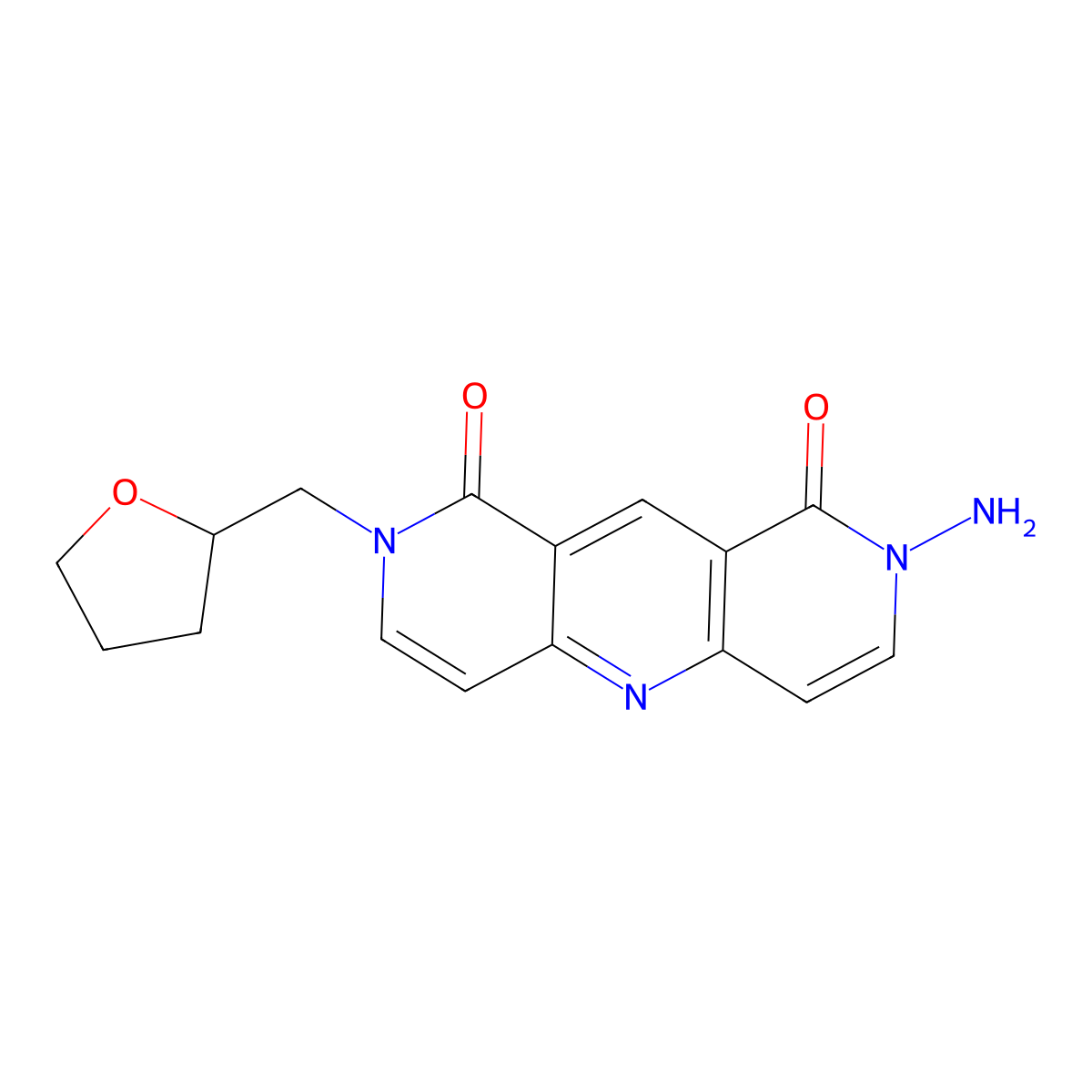 2-amino-8-(tetrahydro-2-furanylmethyl)pyrido[4,3-b][1,6]naphthyridine-1,9(2H,8H)-dione molecular structure, CAS 1209752-47-5