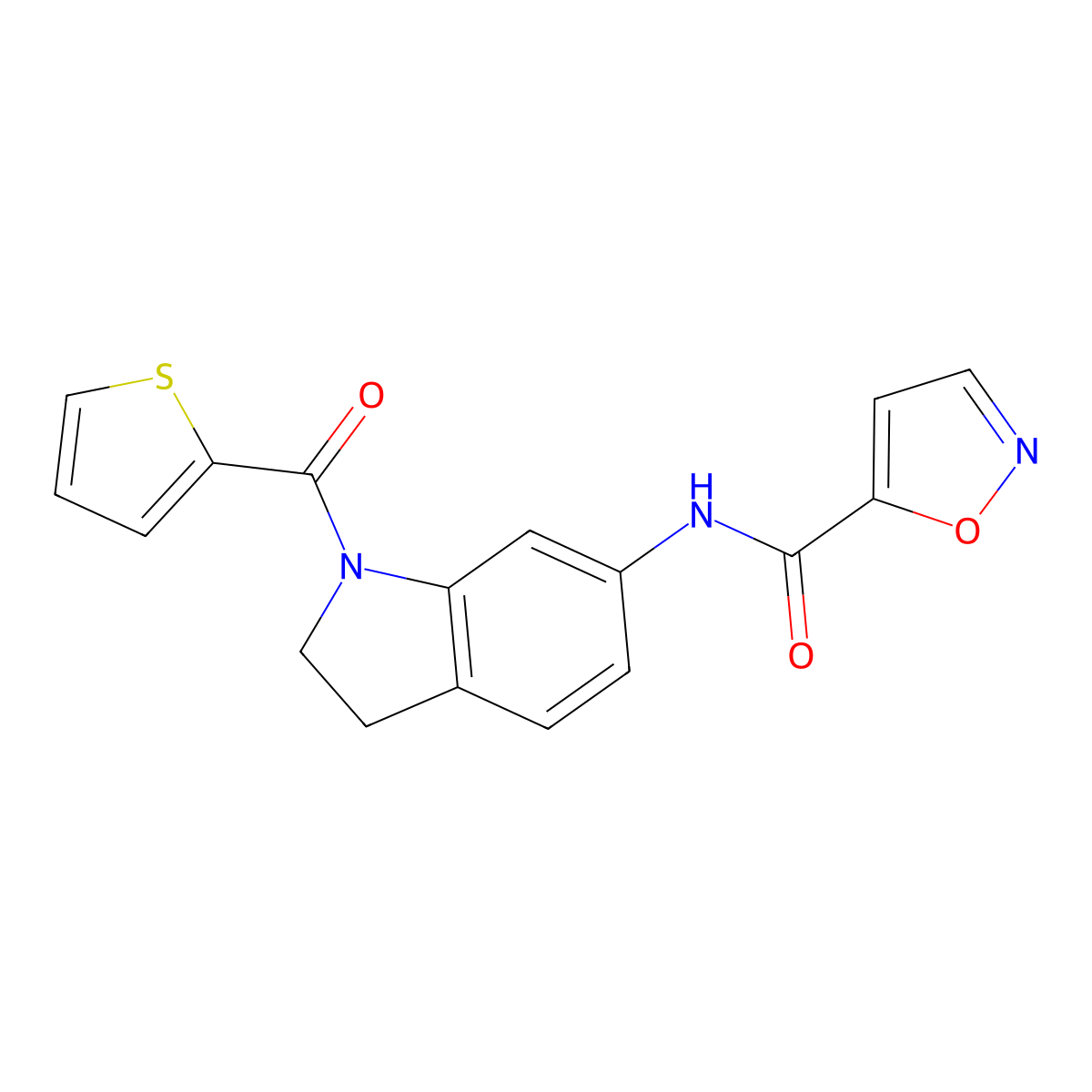 N-(1-(thiophene-2-carbonyl)indolin-6-yl)isoxazole-5-carboxamide molecular structure, CAS 1209756-15-9