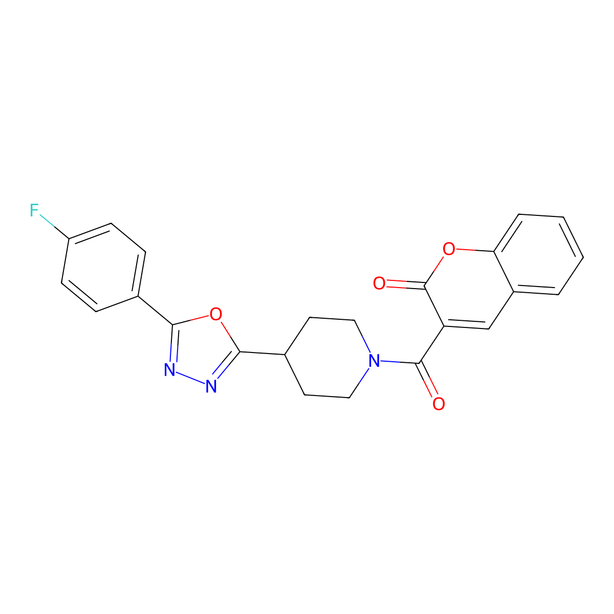 3-(4-(5-(4-fluorophenyl)-1,3,4-oxadiazol-2-yl)piperidine-1-carbonyl)-2H-chromen-2-one molecular structure, CAS 1209762-55-9