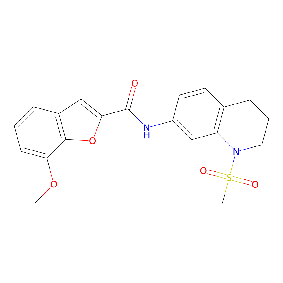 7-methoxy-N-(1-(methylsulfonyl)-1,2,3,4-tetrahydroquinolin-7-yl)benzofuran-2-carboxamide molecular structure, CAS 1209764-74-8
