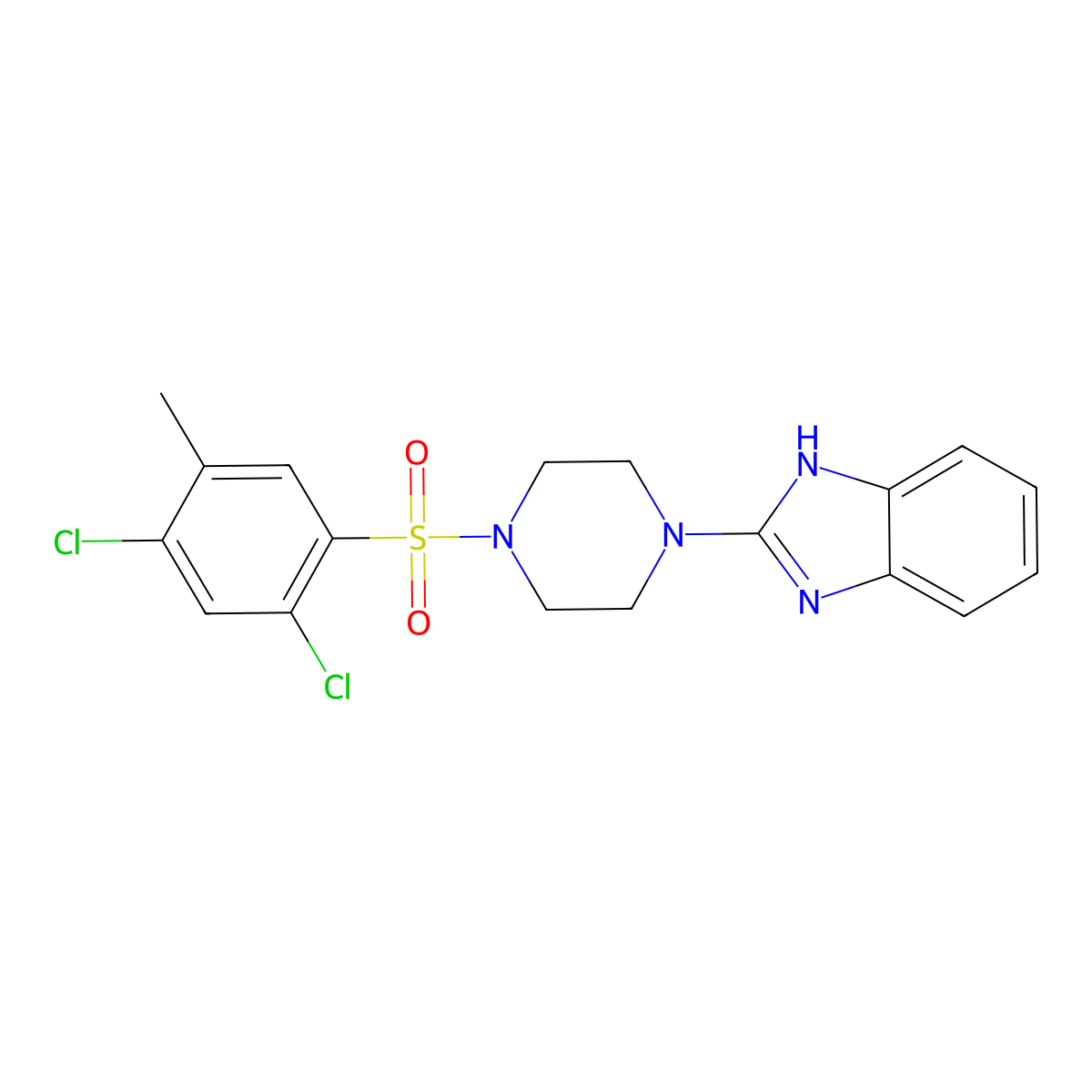 2-(4-((2,4-dichloro-5-methylphenyl)sulfonyl)piperazin-1-yl)-1H-benzo[d]imidazole molecular structure, CAS 1209767-87-2