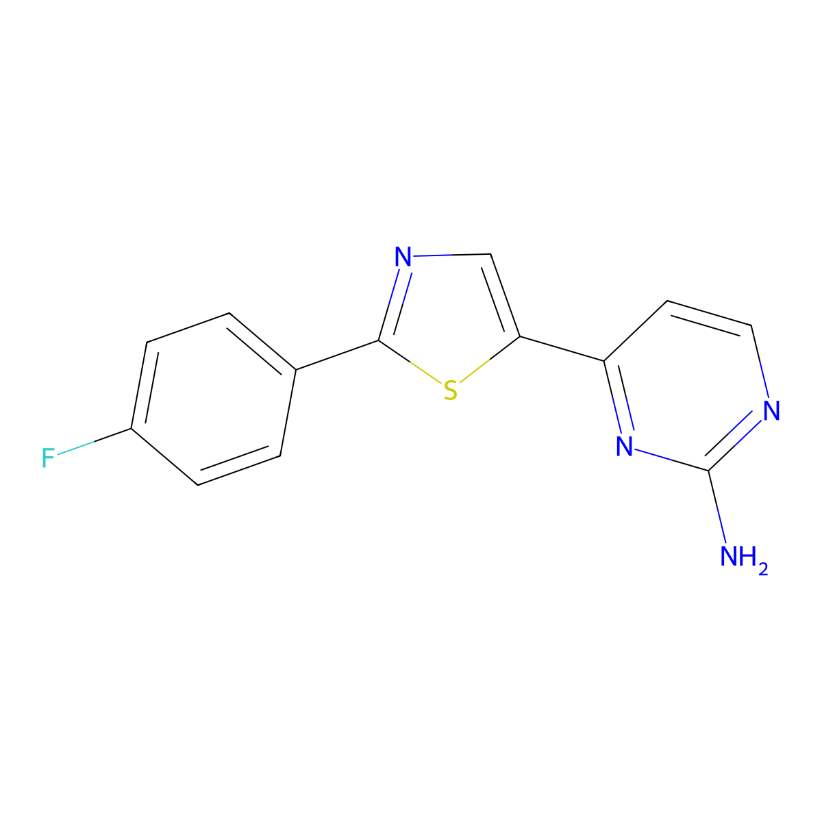 4-[2-(4-Fluorophenyl)-1,3-thiazol-5-yl]-2-pyrimidinamine molecular structure, CAS 1209771-56-1