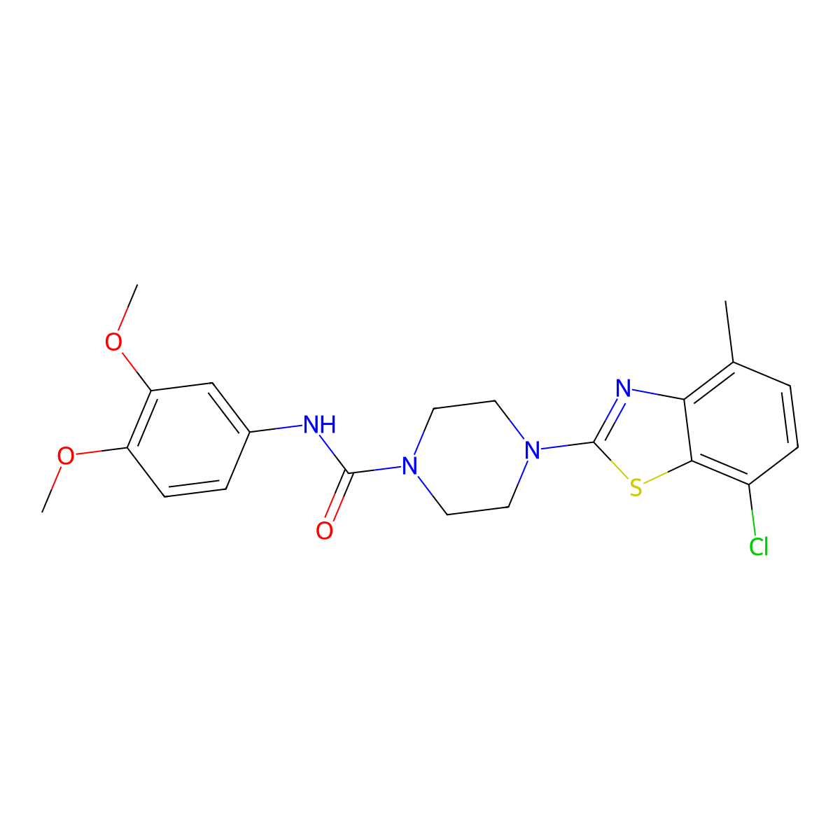 4-(7-chloro-4-methylbenzo[d]thiazol-2-yl)-N-(3,4-dimethoxyphenyl)piperazine-1-carboxamide molecular structure, CAS 1209772-07-5