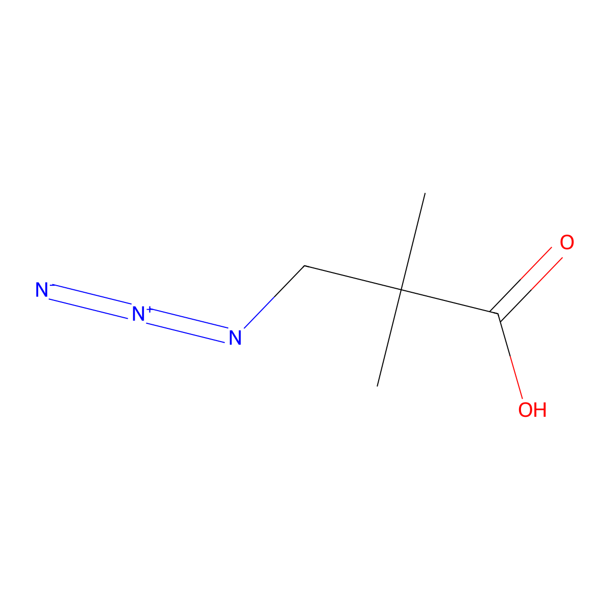 3-Azido-2,2-dimethylpropanoic acid molecular structure, CAS 1209778-22-2