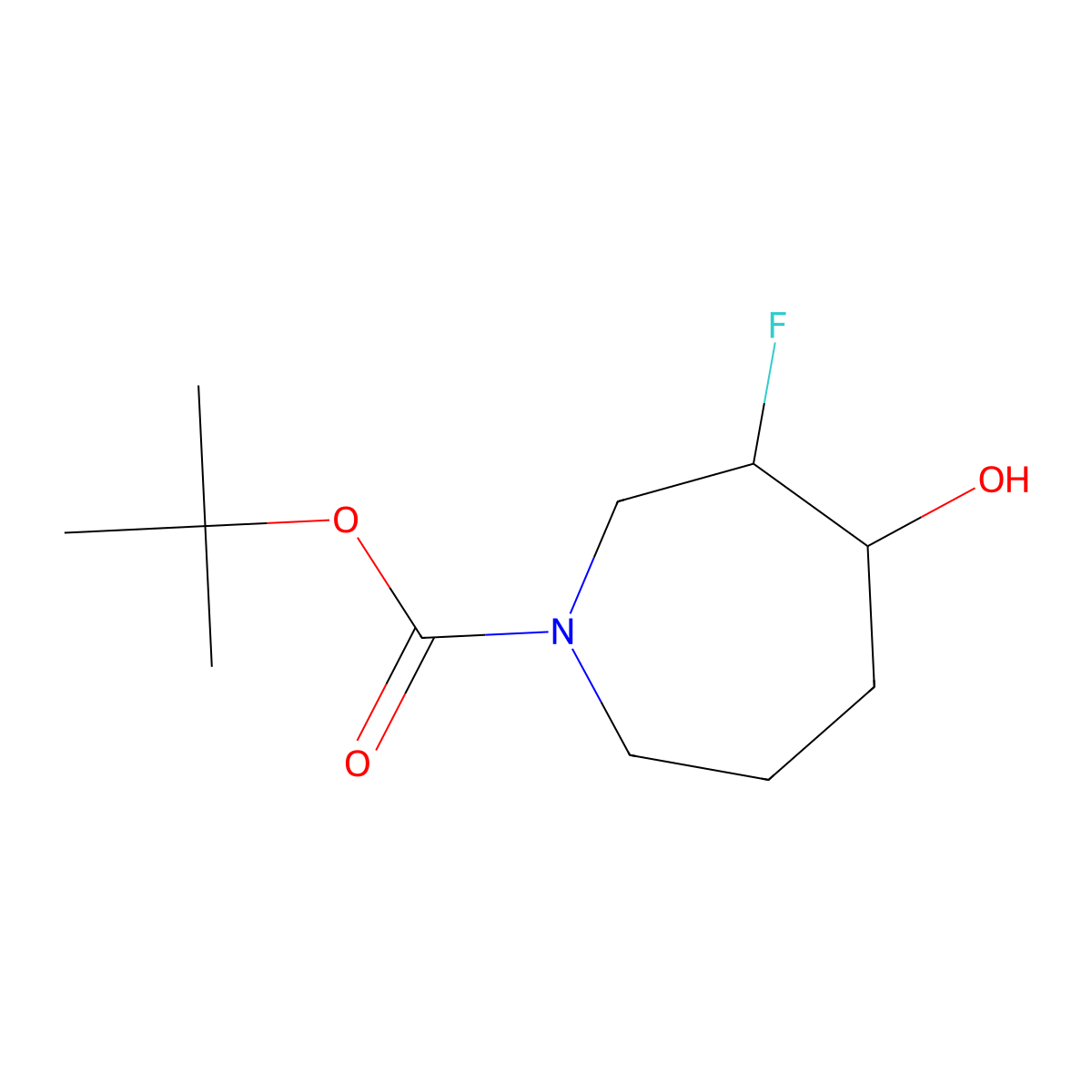 Tert-butyl 3-fluoro-4-hydroxyazepane-1-carboxylate molecular structure, CAS 1209780-39-1