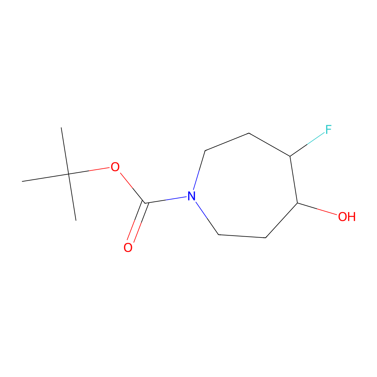 rac-tert-butyl (4R,5R)-4-fluoro-5-hydroxyazepane-1-carboxylate molecular structure, CAS 1209780-56-2