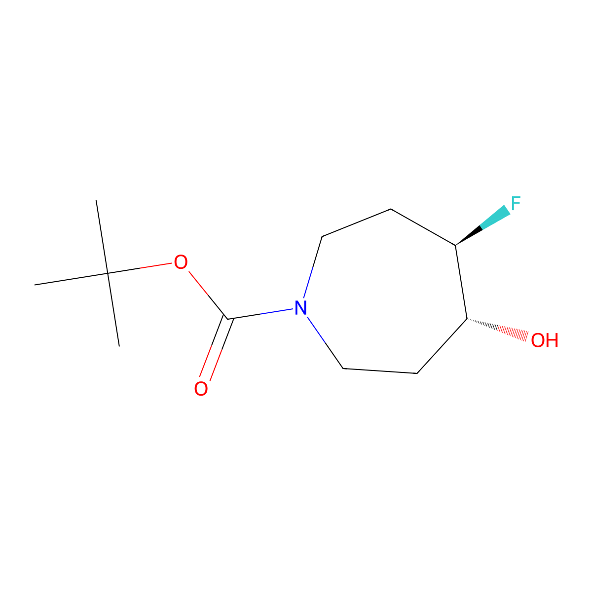rac-tert-butyl (4R,5R)-4-fluoro-5-hydroxyazepane-1-carboxylate molecular structure, CAS 1209780-56-2