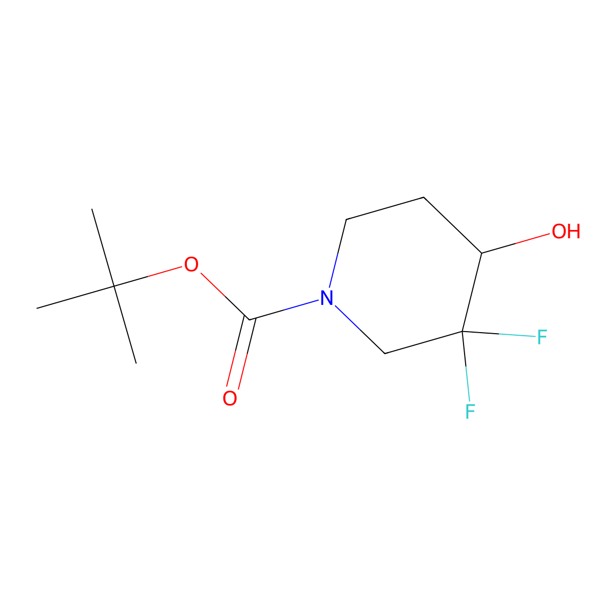 tert-Butyl 3,3-difluoro-4-hydroxypiperidine-1-carboxylate molecular structure, CAS 1209780-71-1