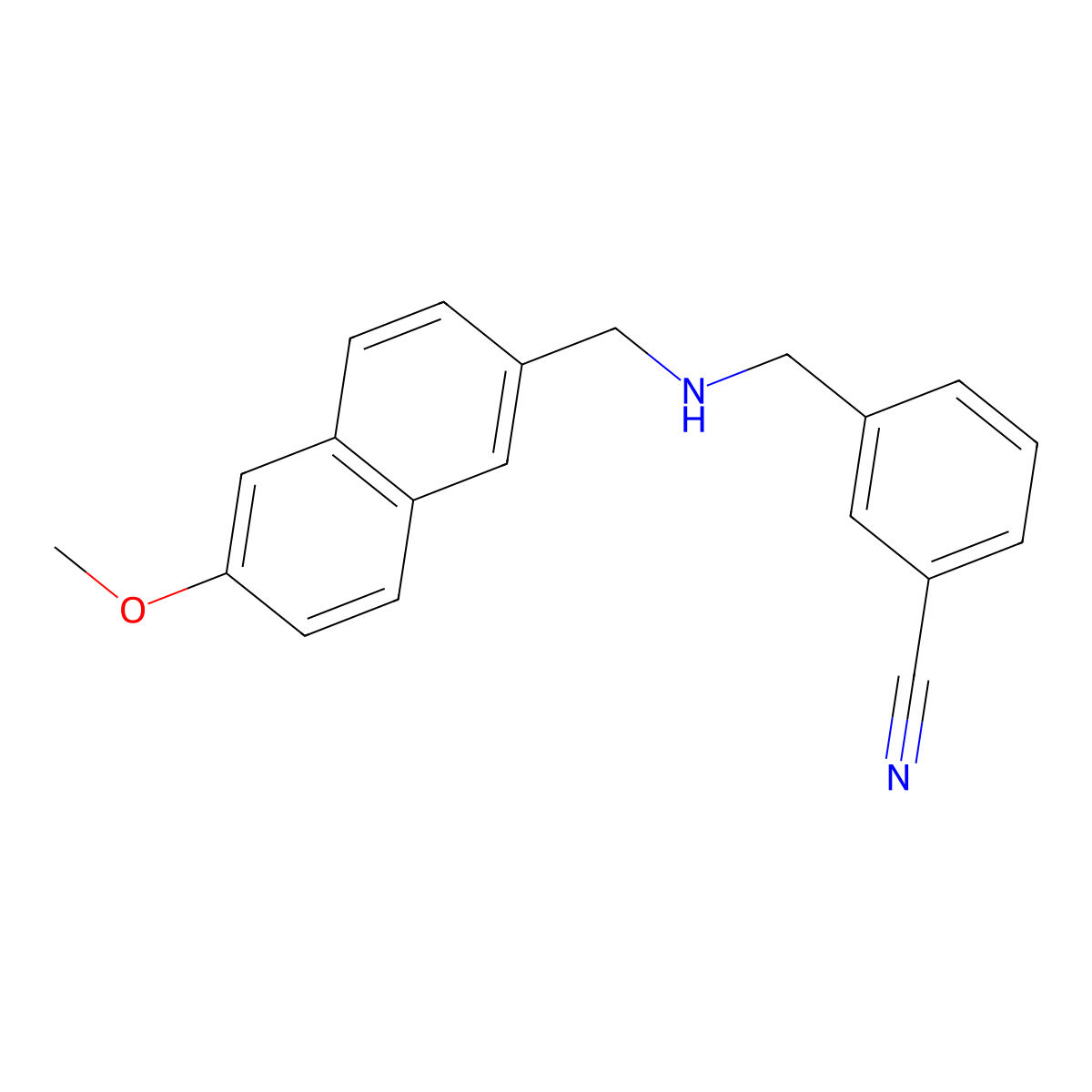 3-({[(6-Methoxynaphthalen-2-yl)methyl]amino}methyl)benzonitrile molecular structure, CAS 1209782-63-7