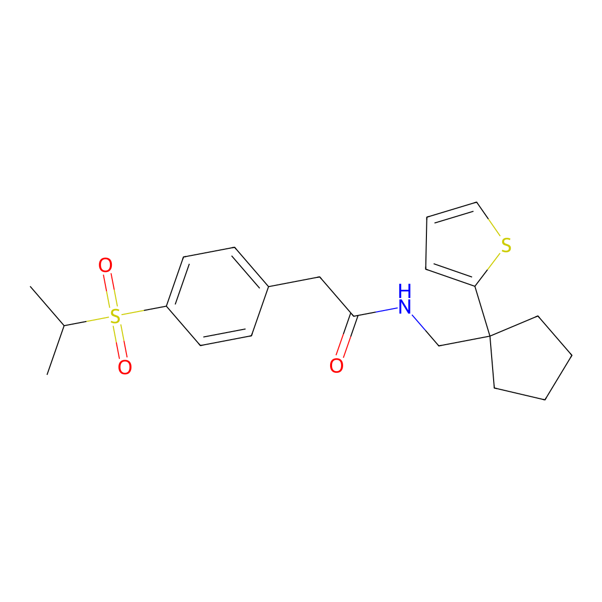 2-(4-(isopropylsulfonyl)phenyl)-N-((1-(thiophen-2-yl)cyclopentyl)methyl)acetamide molecular structure, CAS 1209788-77-1