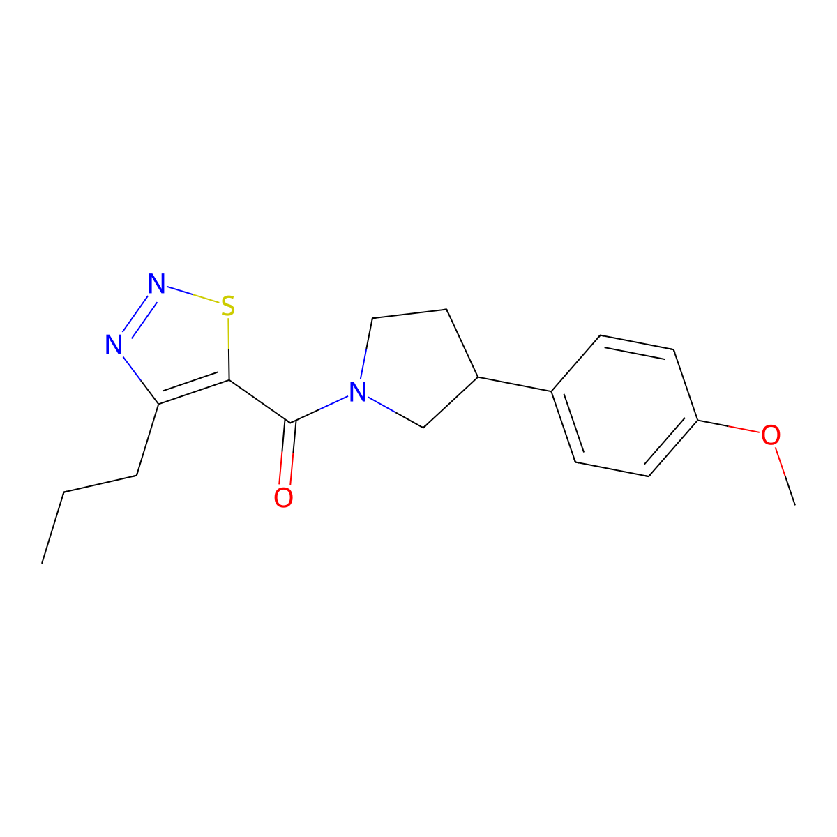(3-(4-Methoxyphenyl)pyrrolidin-1-yl)(4-propyl-1,2,3-thiadiazol-5-yl)methanone molecular structure, CAS 1209789-09-2
