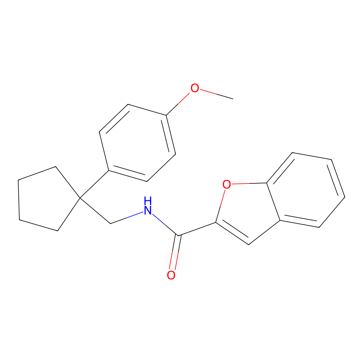 N-((1-(4-methoxyphenyl)cyclopentyl)methyl)benzofuran-2-carboxamide molecular structure, CAS 1209790-46-4