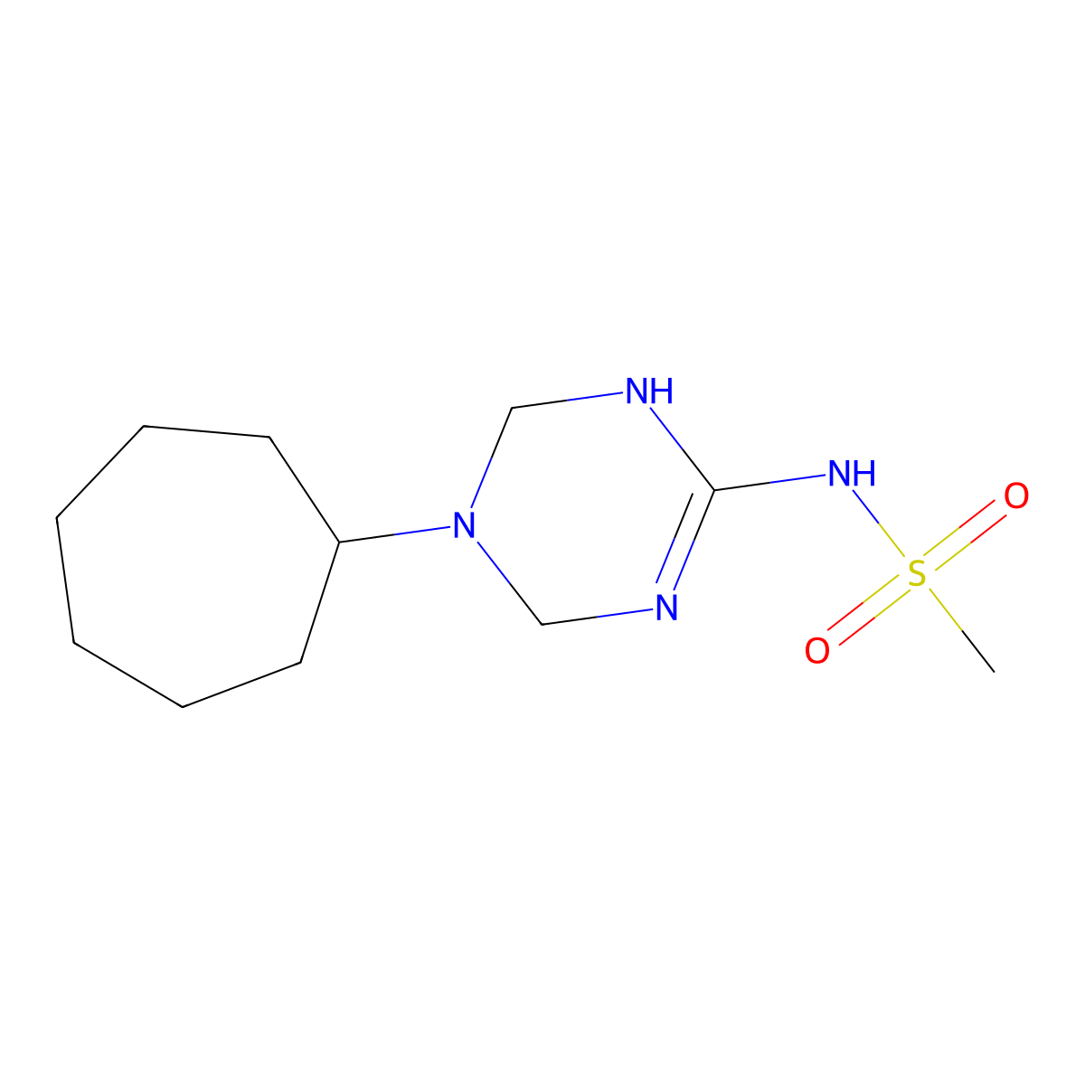 N-(5-cycloheptyl-1,4,5,6-tetrahydro-1,3,5-triazin-2-yl)methanesulfonamide molecular structure, CAS 1209798-05-9