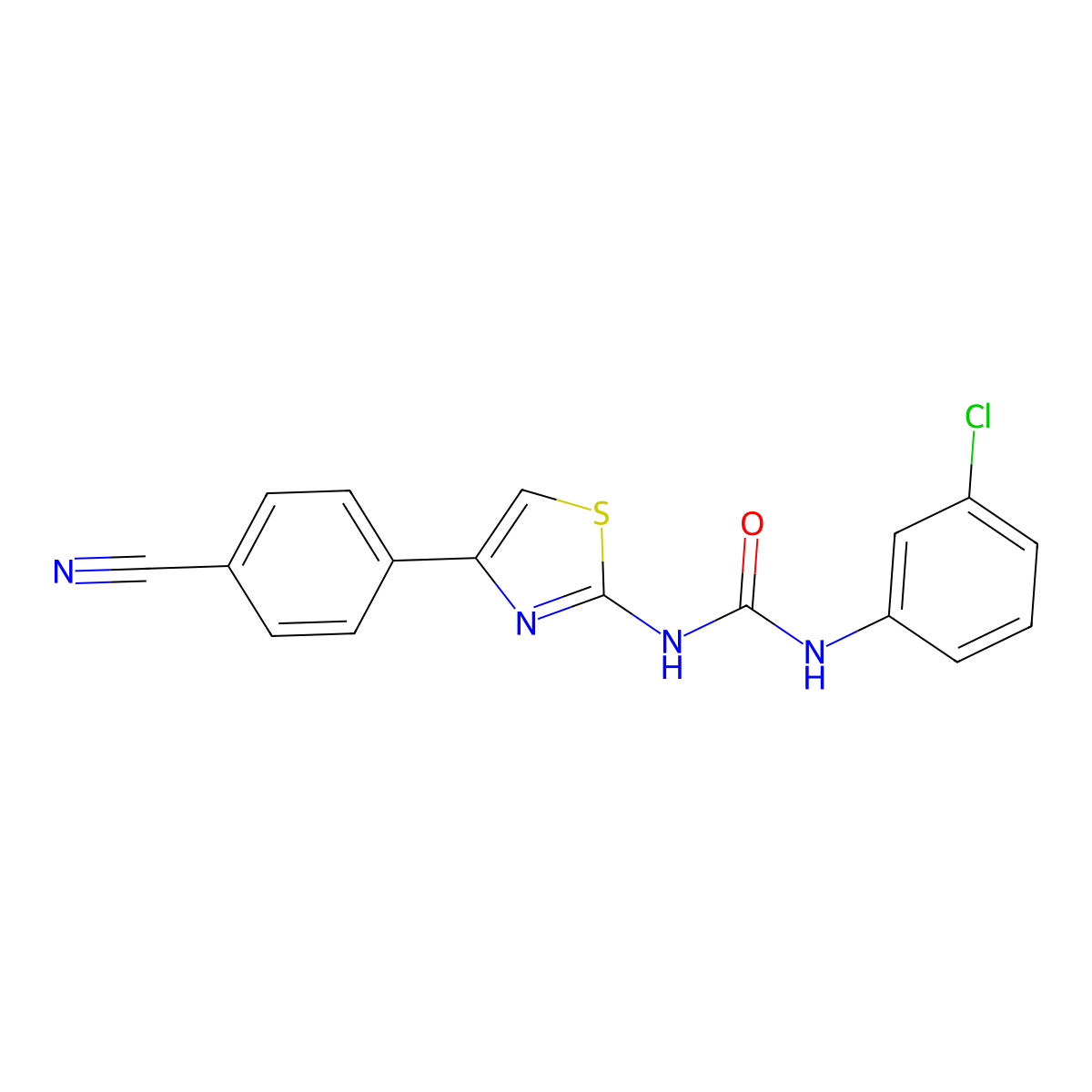 1-(3-Chlorophenyl)-3-(4-(4-cyanophenyl)thiazol-2-yl)urea molecular structure, CAS 1209798-20-8