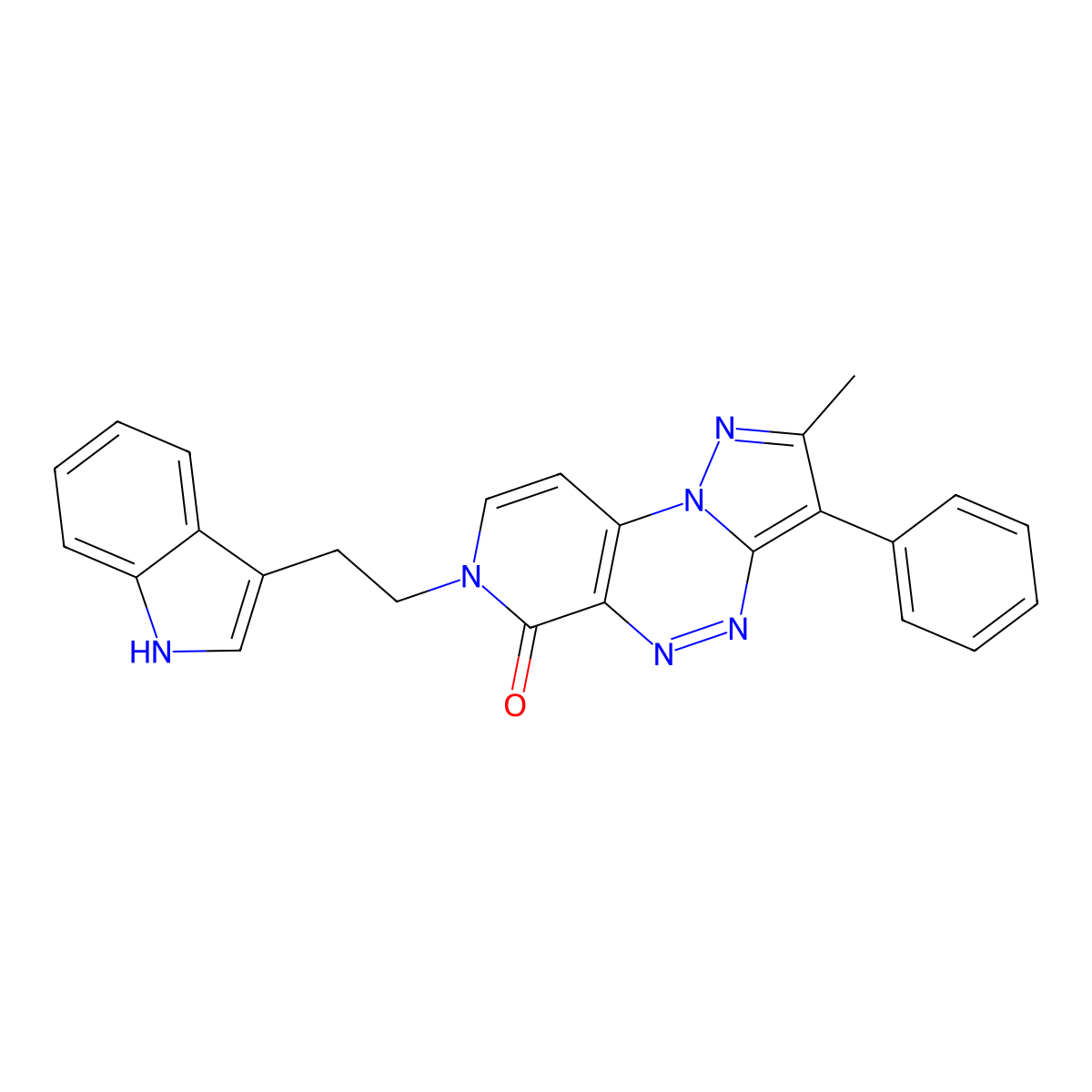 7-(2-(1H-indol-3-yl)ethyl)-2-methyl-3-phenylpyrazolo[5,1-c]pyrido[4,3-e][1,2,4]triazin-6(7H)-one molecular structure, CAS 1209800-62-3