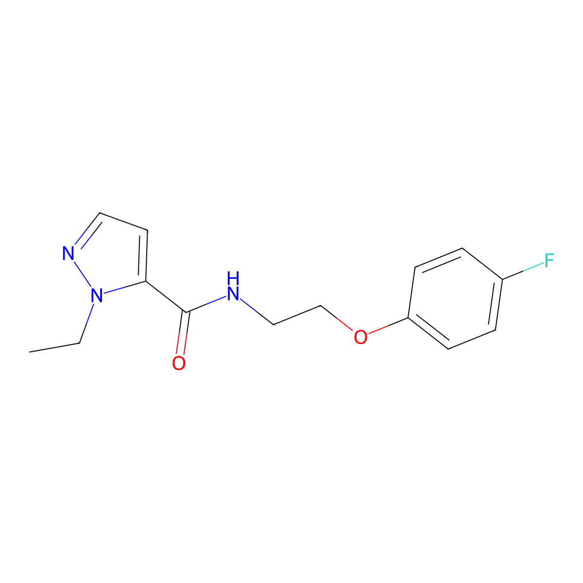 1-ethyl-N-(2-(4-fluorophenoxy)ethyl)-1H-pyrazole-5-carboxamide molecular structure, CAS 1209802-29-8